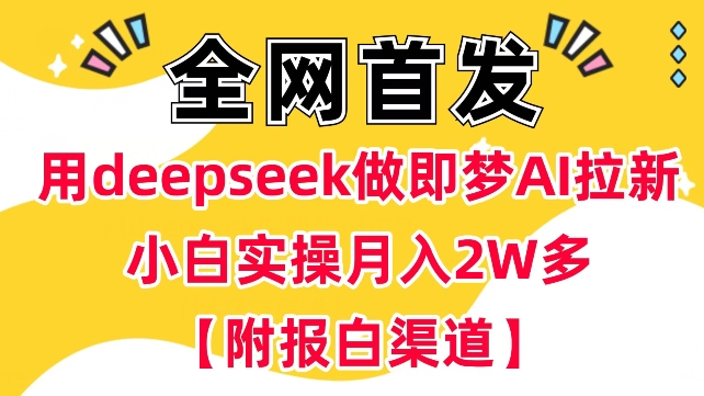 用deepseek做即梦Ai拉新 小白实操月入过W+【附报白渠道】-牛马集中营