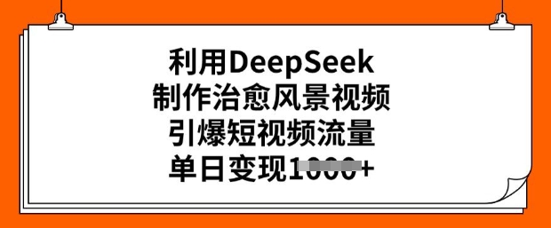 利用DeepSeek制作治愈风景视频，引爆短视频流量，单日变现多张-牛马集中营