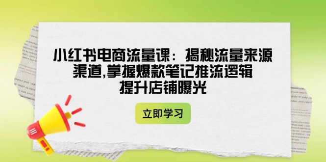 （14318期）小红书电商流量课：揭秘流量来源渠道,掌握爆款笔记推流逻辑,提升店铺曝光-牛马集中营
