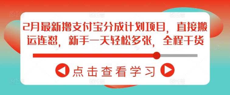 2月最新撸支付宝分成计划项目，直接搬运连怼，新手一天轻松多张，全程干货-牛马集中营